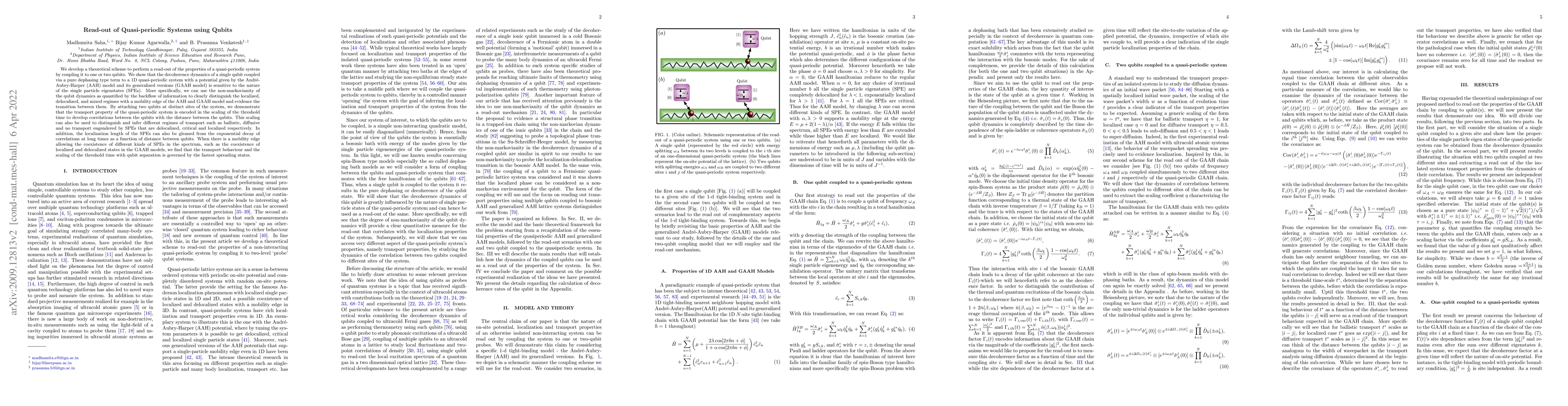 Thumbnail for Read-out of Quasi-periodic Systems using Qubits