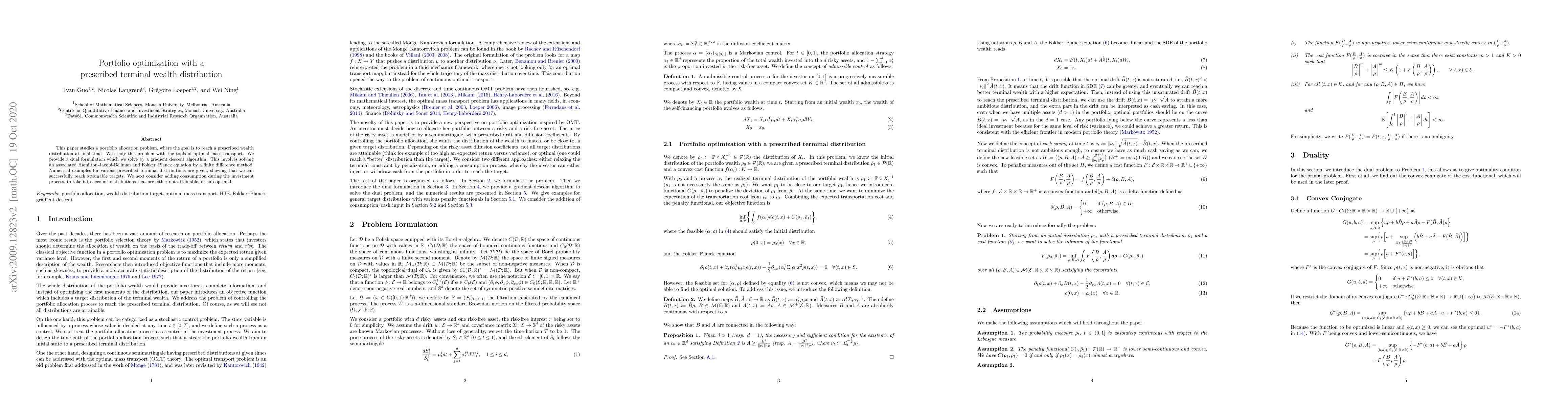 Thumbnail for Portfolio optimization with a prescribed terminal wealth distribution
