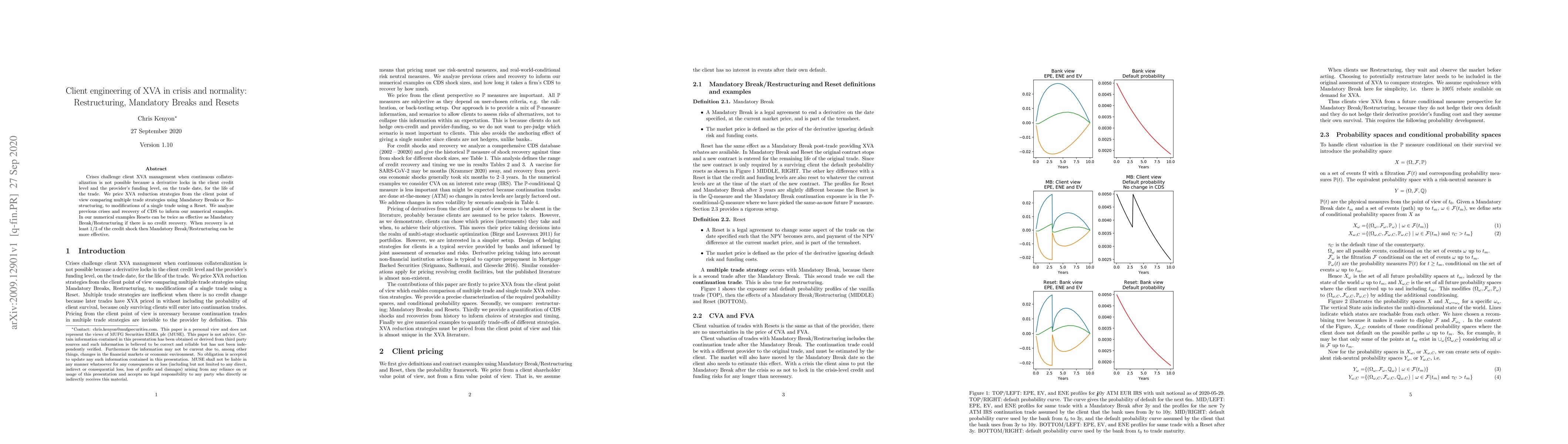 Thumbnail for Client engineering of XVA in crisis and normality: Restructuring,
  Mandatory Breaks and Resets