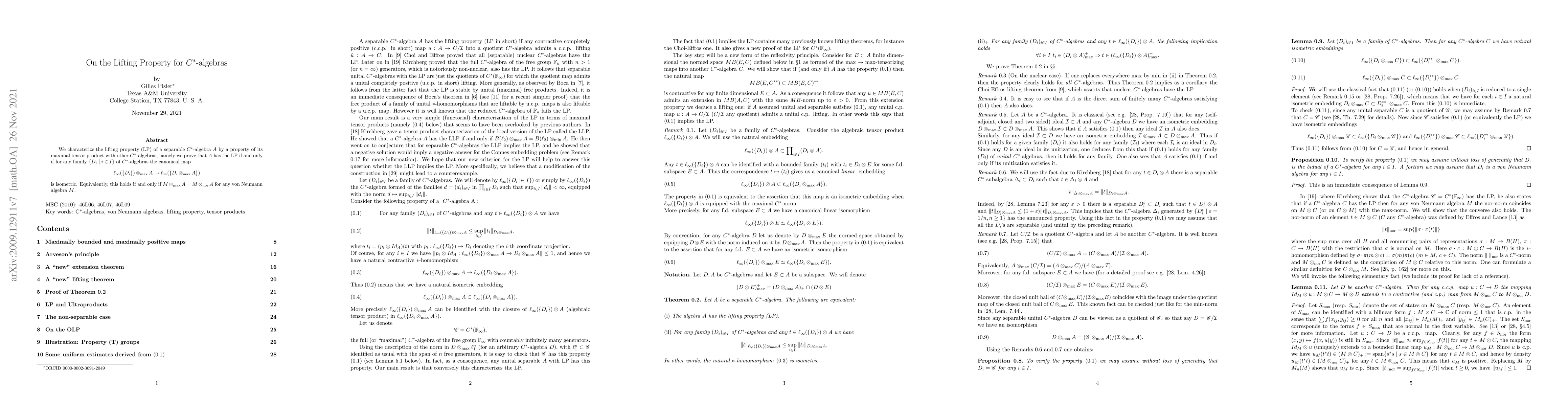 Thumbnail for On the Lifting Property for $C^*$-algebras