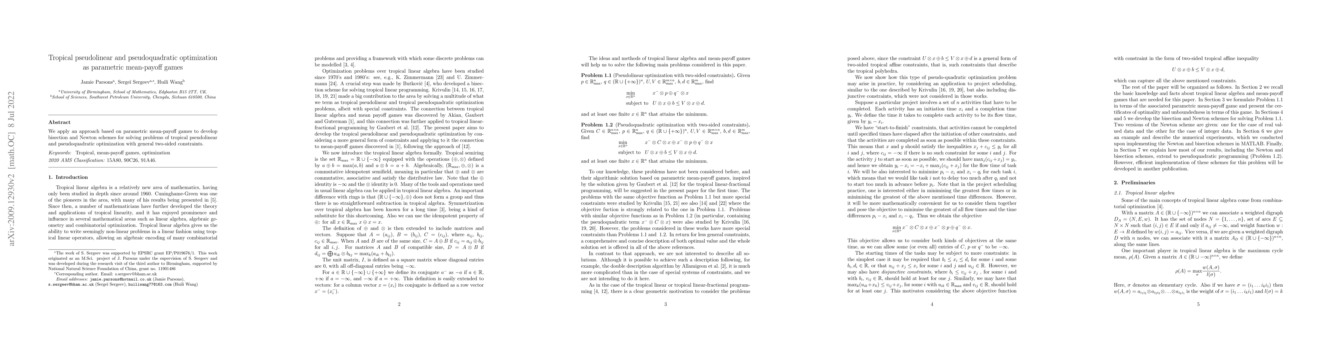 Thumbnail for Tropical pseudolinear and pseudoquadratic optimization as parametric
  mean-payoff games