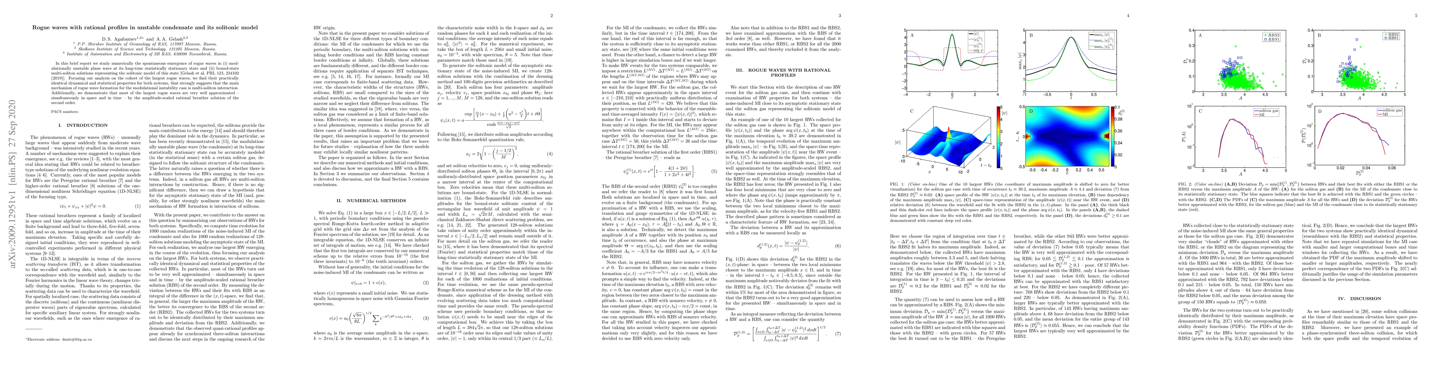 Thumbnail for Rogue waves with rational profiles in unstable condensate and its
  solitonic model
