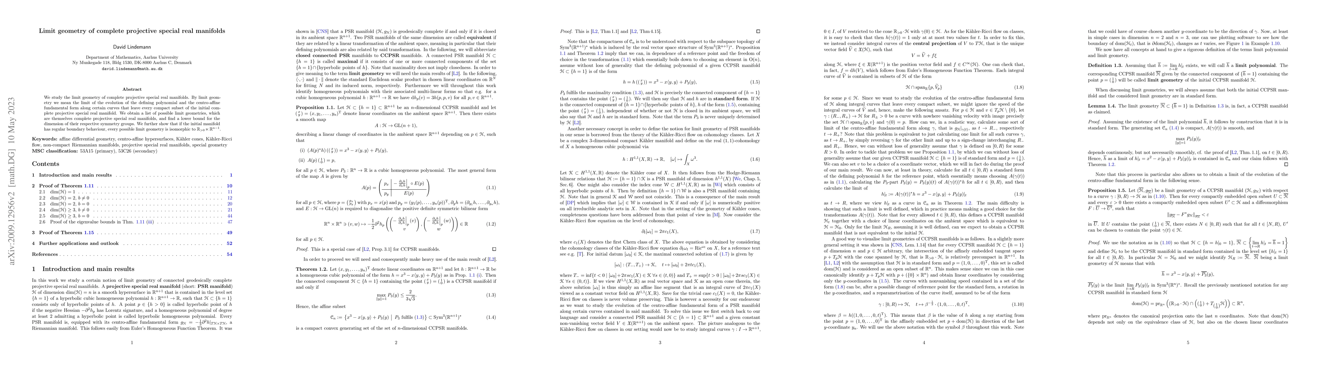 Thumbnail for Limit geometry of complete projective special real manifolds