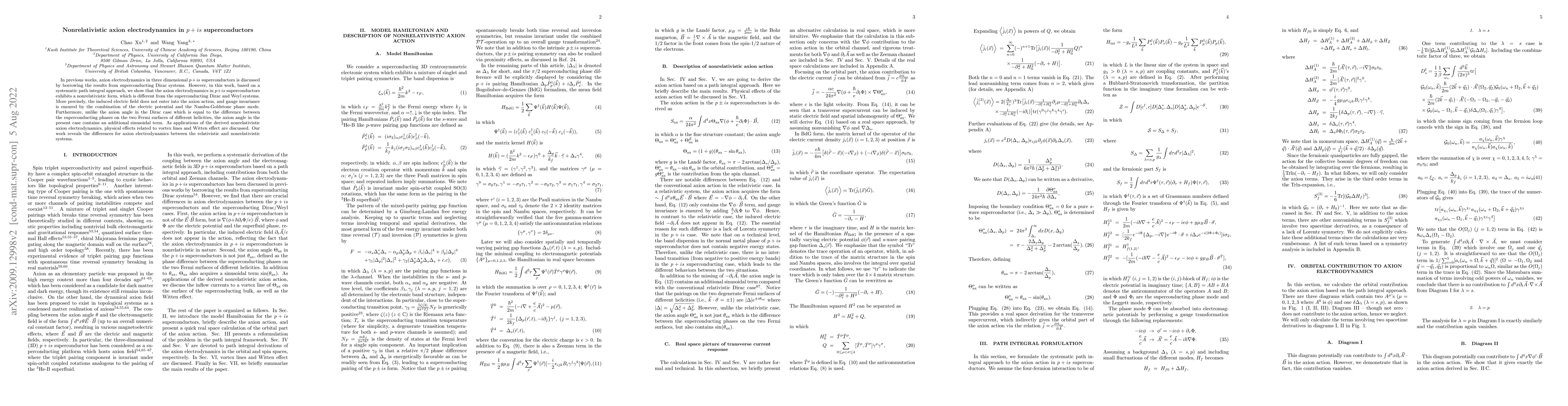 Thumbnail for Nonrelativistic axion electrodynamics in $p+is$ superconductors