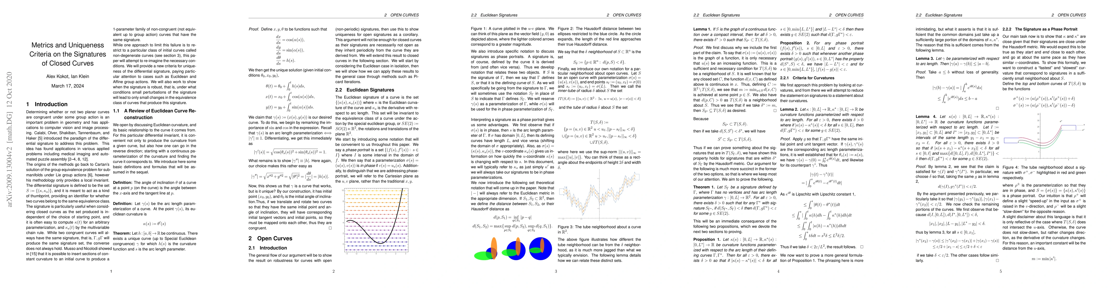 Thumbnail for Metrics and Uniqueness Criteria on the Signatures of Closed Curves