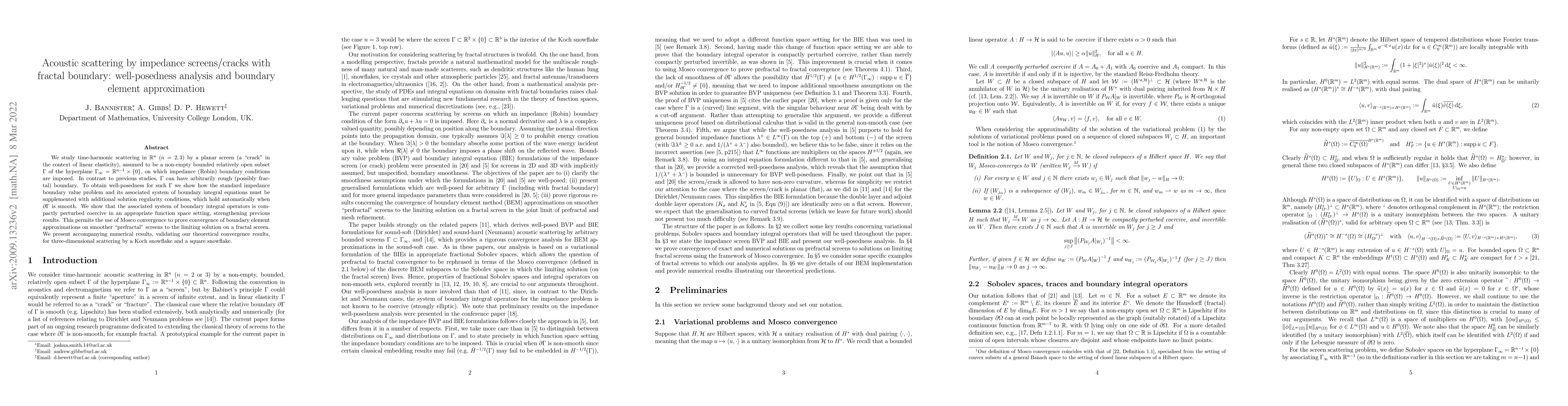 Thumbnail for Acoustic scattering by impedance screens/cracks with fractal boundary:
  well-posedness analysis and boundary element approximation