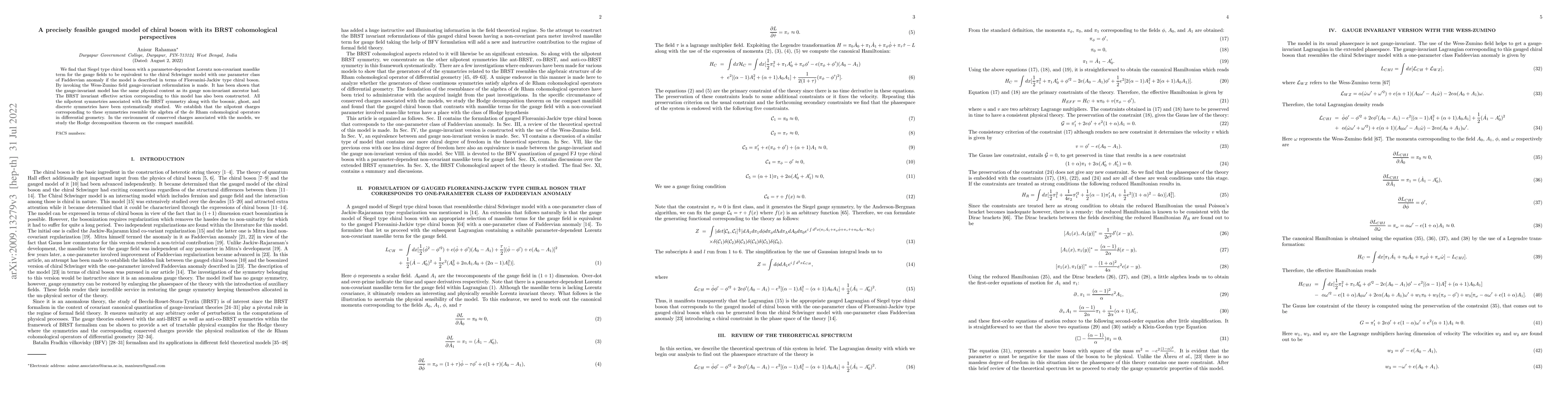 Thumbnail for A precisely feasible gauged model of chiral boson with its BRST
  cohomological perspectives
