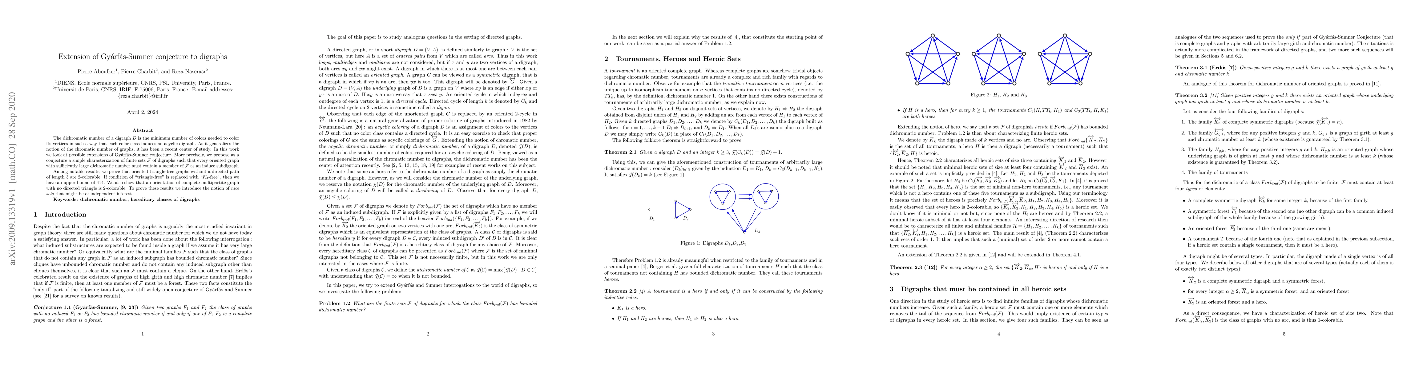 Thumbnail for Extension of Gyarfas-Sumner conjecture to digraphs
