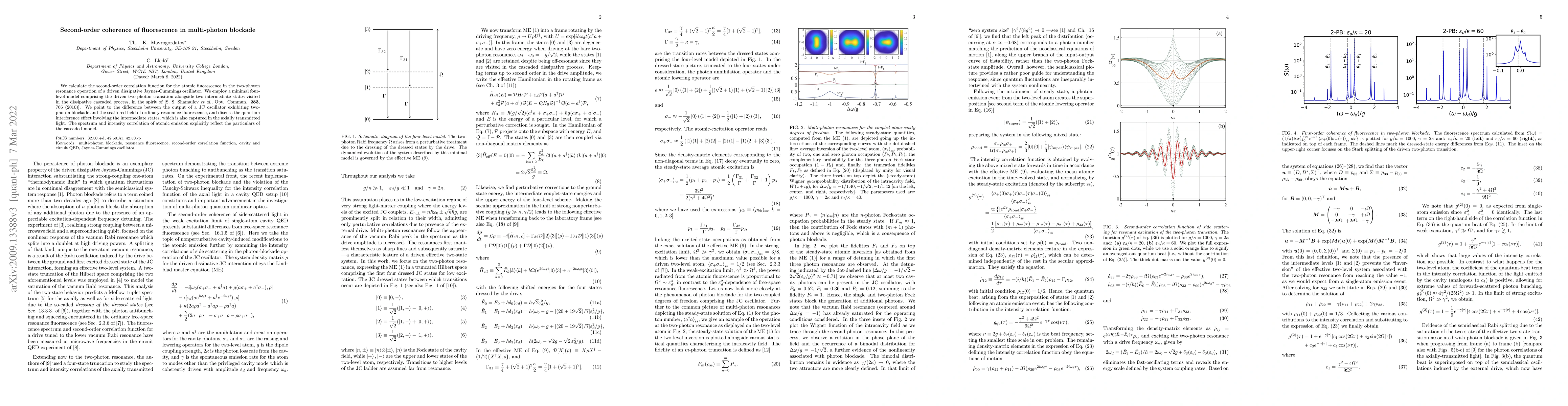 Thumbnail for Second-order coherence of fluorescence in multi-photon blockade