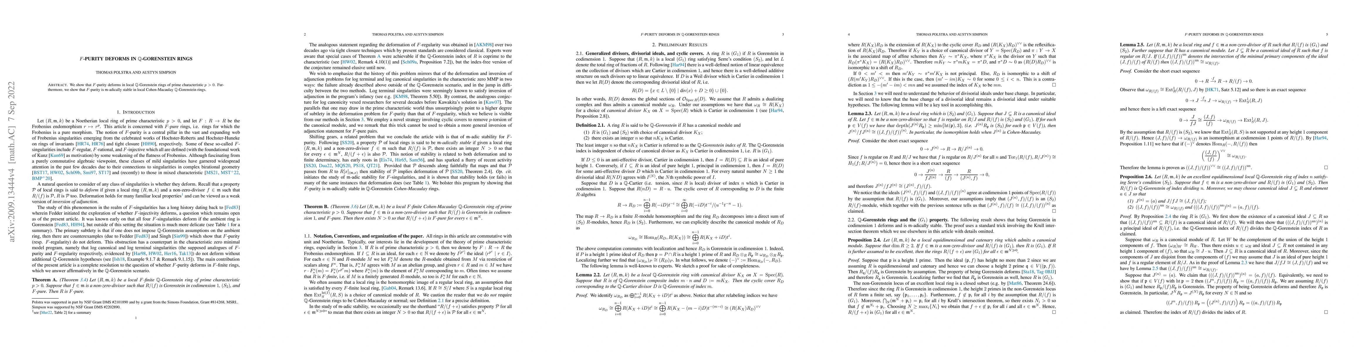 Thumbnail for $F$-purity deforms in $\mathbb{Q}$-Gorenstein rings