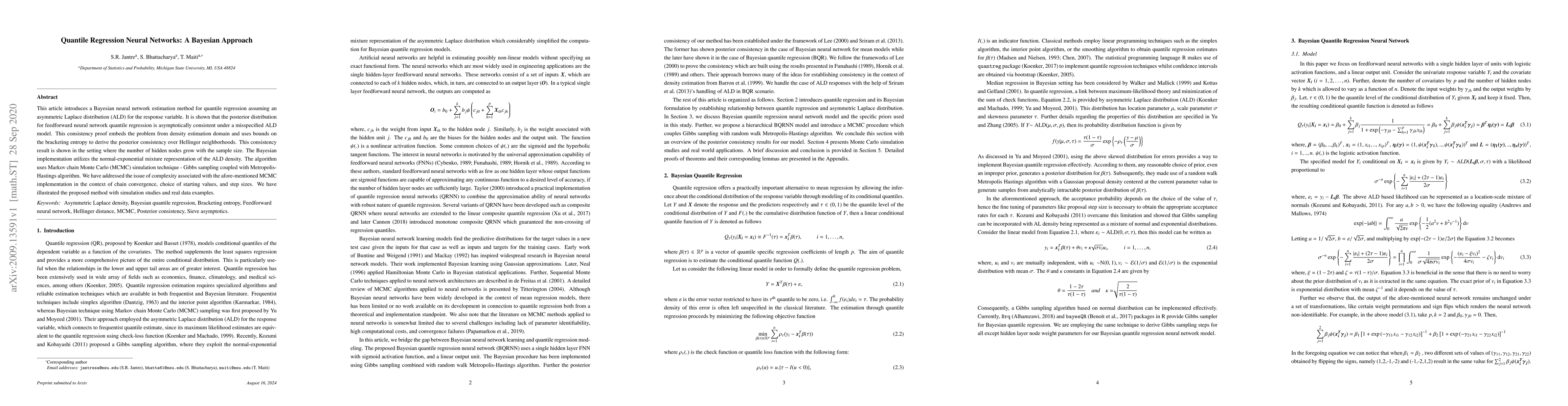 Thumbnail for Quantile Regression Neural Networks: A Bayesian Approach