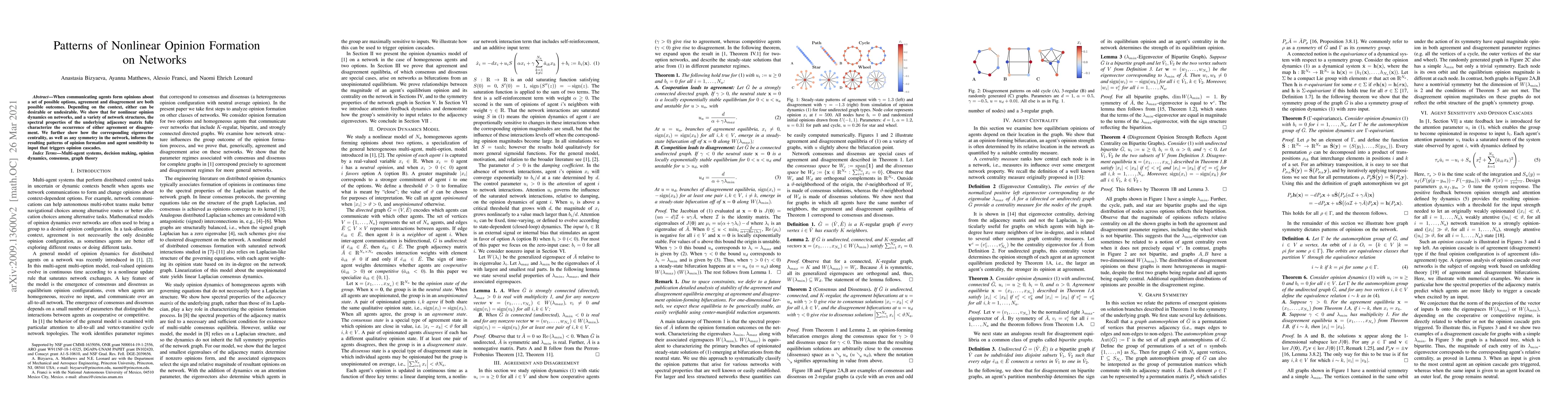 Thumbnail for Patterns of Nonlinear Opinion Formation on Networks