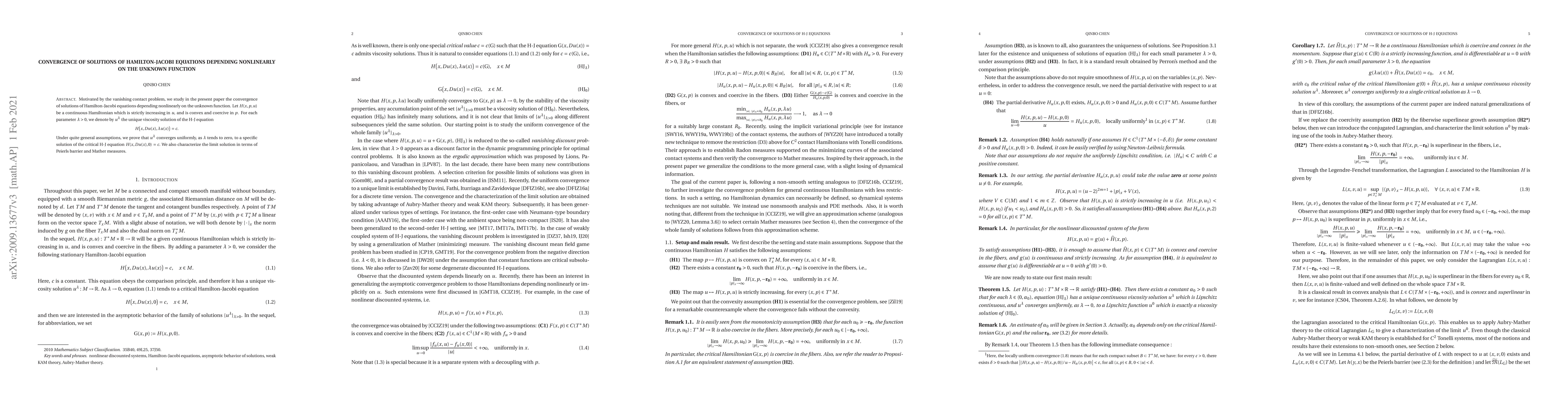 Thumbnail for Convergence of solutions of Hamilton-Jacobi equations depending
  nonlinearly on the unknown function