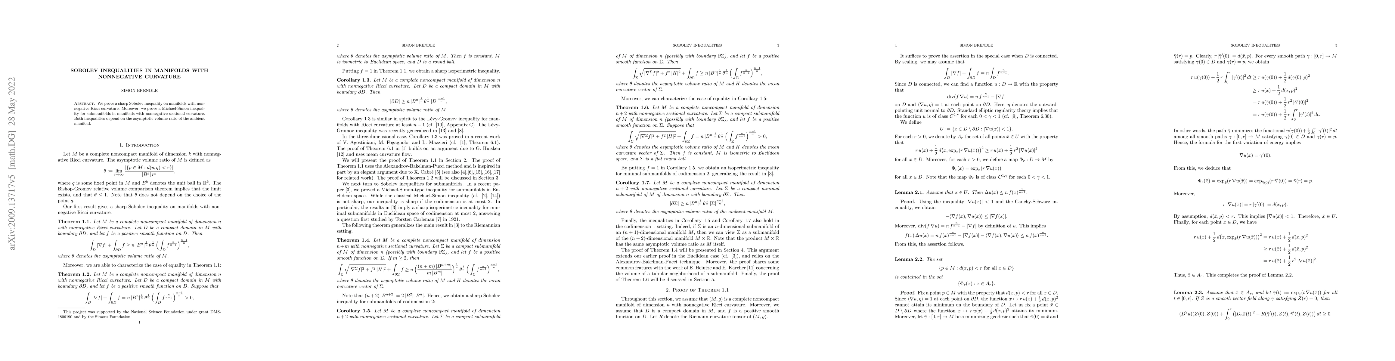 Thumbnail for Sobolev inequalities in manifolds with nonnegative curvature