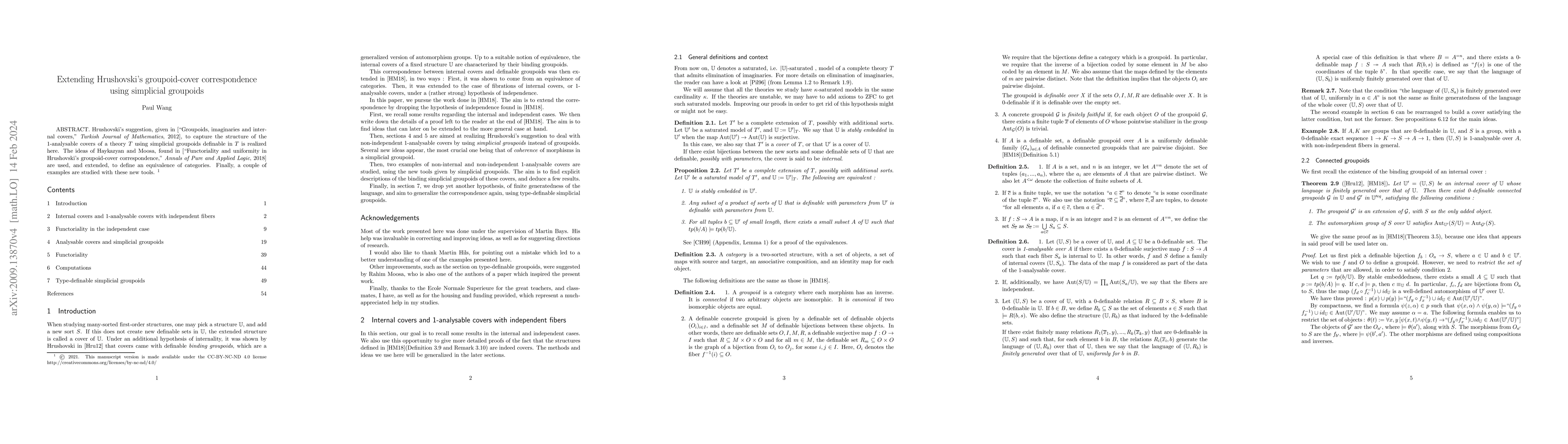 Thumbnail for Extending Hrushovski's groupoid-cover correspondence using simplicial
  groupoids