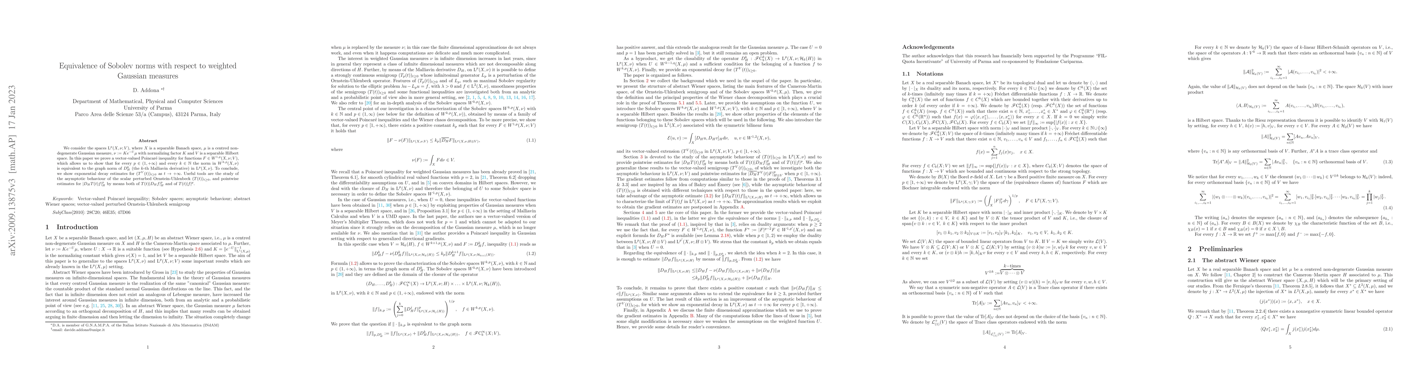 Thumbnail for Equivalence of Sobolev norms with respect to weighted Gaussian measures