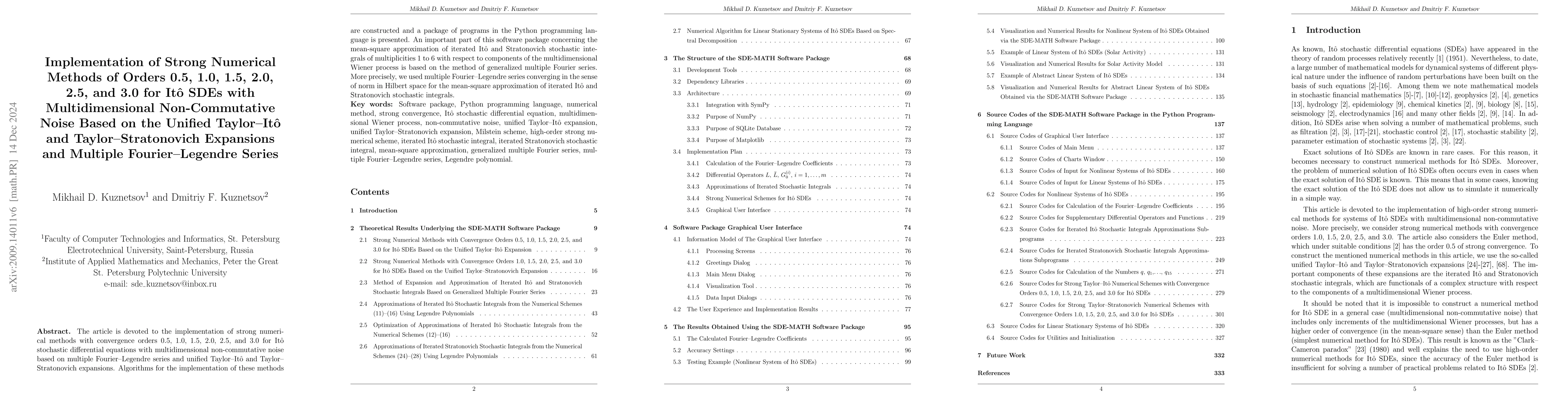 Thumbnail for Implementation of Strong Numerical Methods of Orders 0.5, 1.0, 1.5, 2.0,
  2.5, and 3.0 for Ito SDEs with Non-Commutative Noise Based on the Unified
  Taylor-Ito and Taylor-Stratonovich Expansions and Multiple Fourier-Legendre
  Series