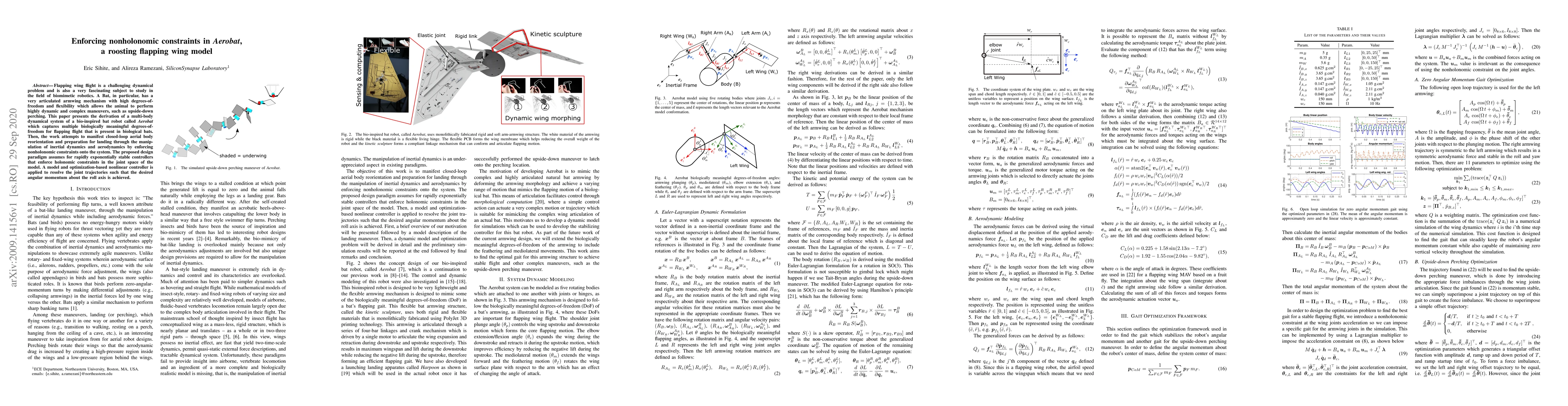 Thumbnail for Enforcing nonholonomic constraints in Aerobat, a roosting flapping wing
  model