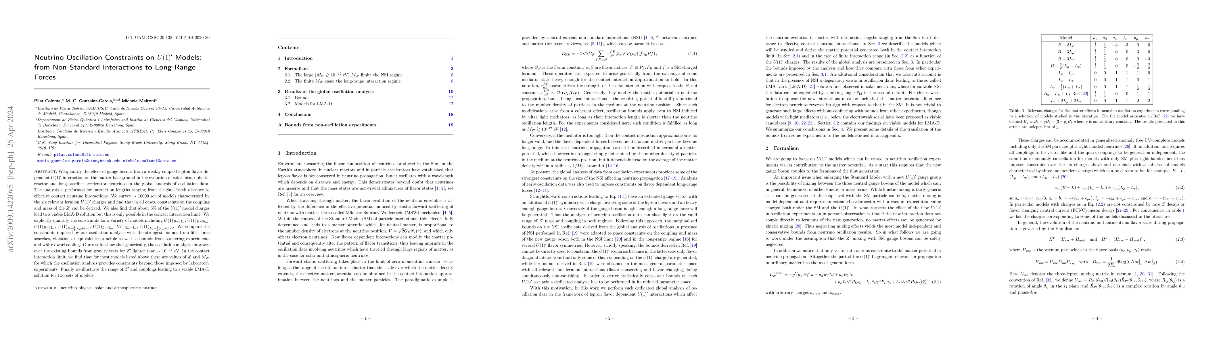 Thumbnail for Neutrino Oscillation Constraints on U(1)' Models: from Non-Standard
  Interactions to Long-Range Forces