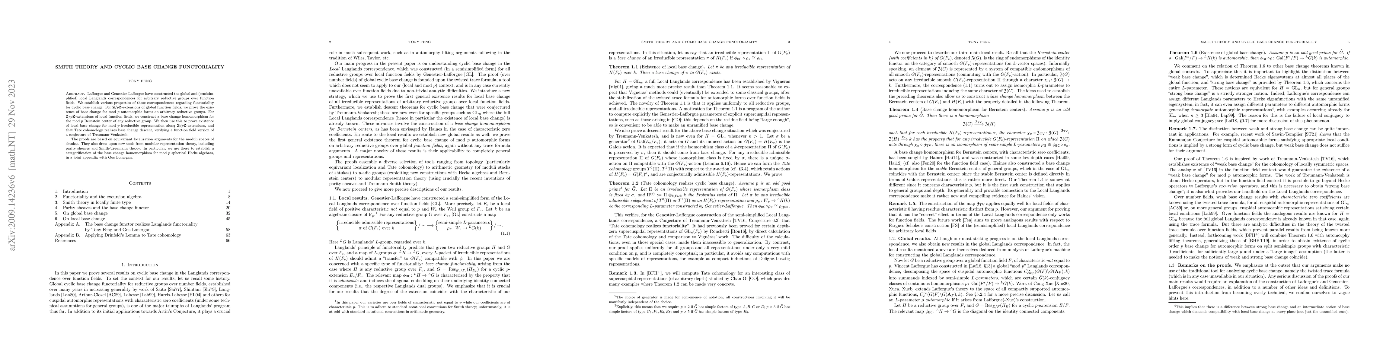 Thumbnail for Smith theory and cyclic base change functoriality