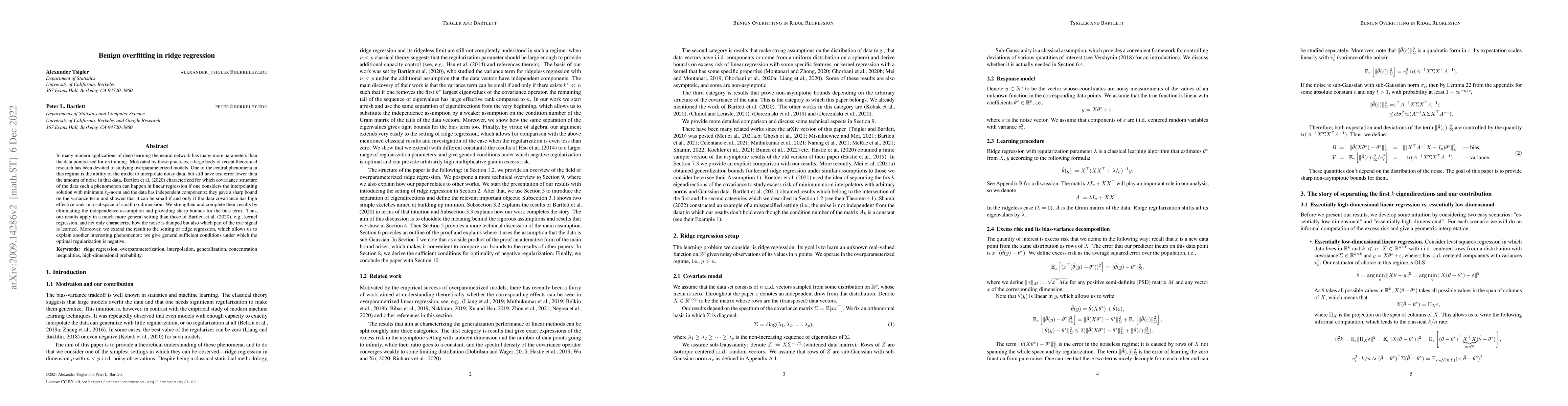 Thumbnail for Benign overfitting in ridge regression
