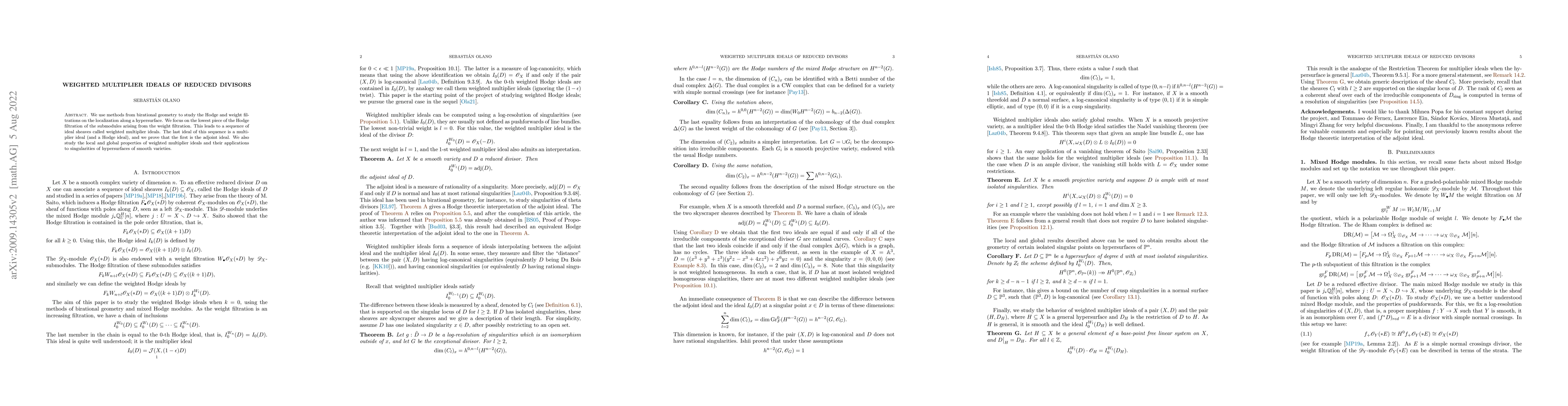 Thumbnail for Weighted multiplier ideals of reduced divisors