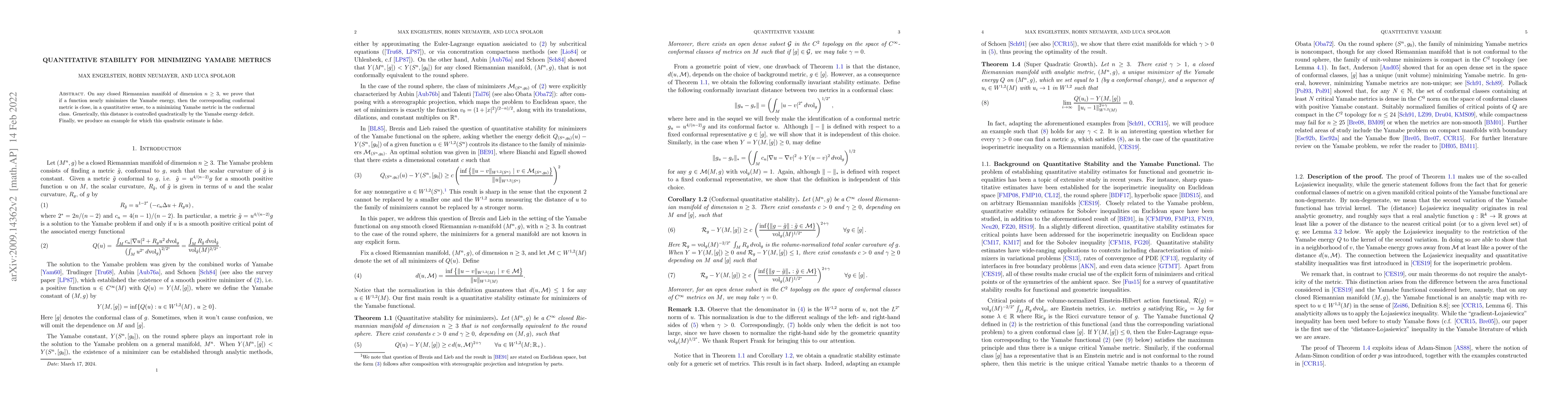 Thumbnail for Quantitative Stability for Minimizing Yamabe Metrics