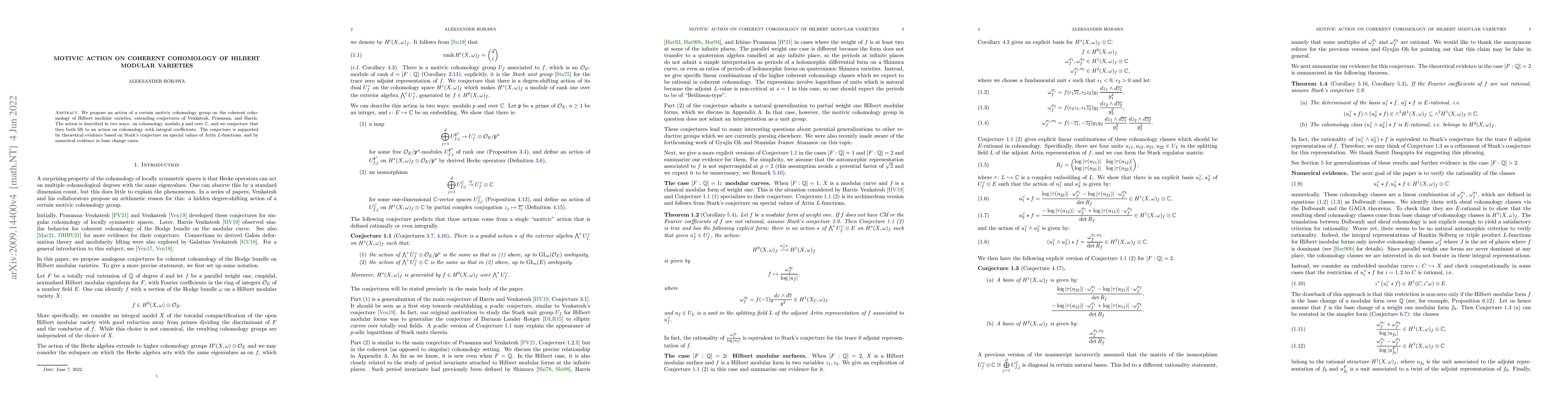 Thumbnail for Motivic action on coherent cohomology of Hilbert modular varieties