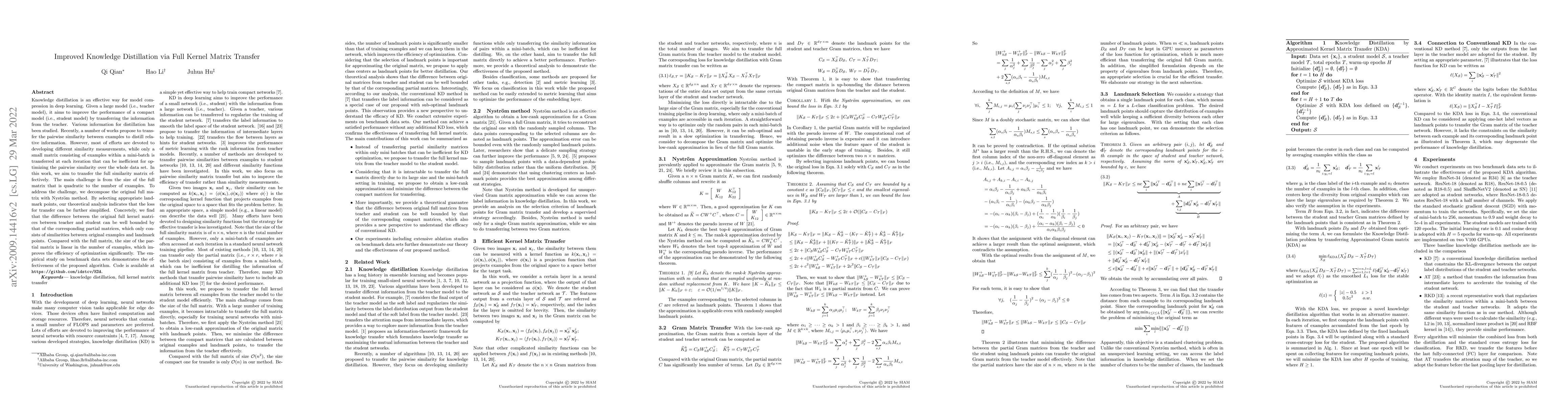 Thumbnail for Improved Knowledge Distillation via Full Kernel Matrix Transfer