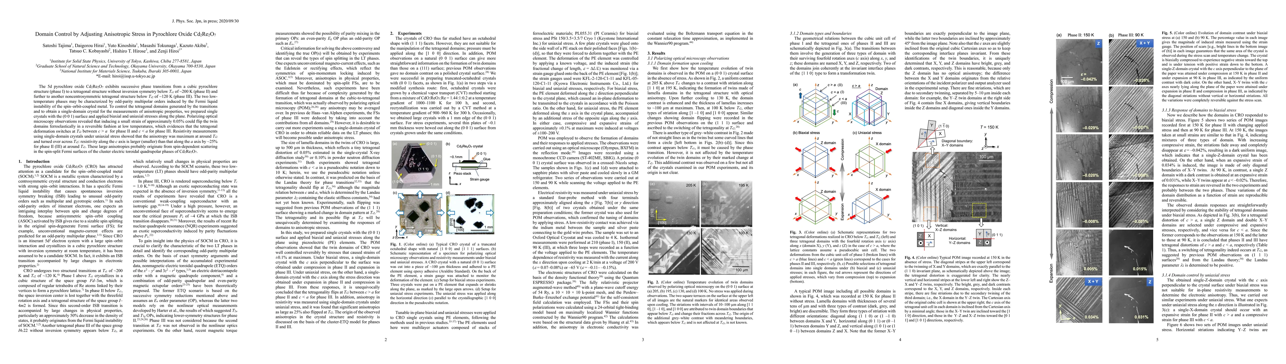 Thumbnail for Domain Control by Adjusting Anisotropic Stress in Pyrochlore Oxide
  Cd2Re2O7