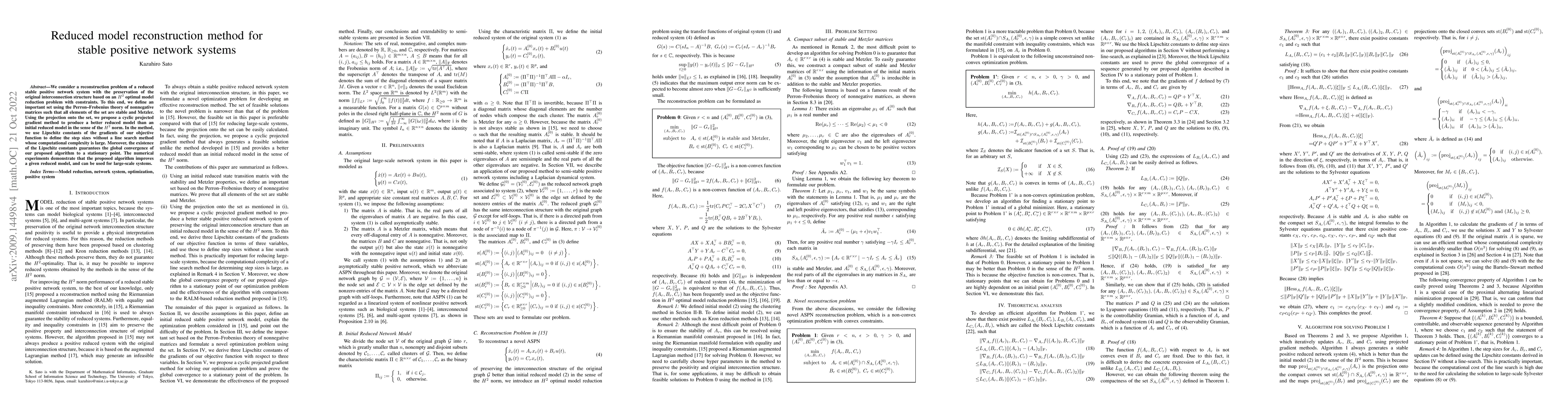 Thumbnail for Reduced model reconstruction method for stable positive network systems