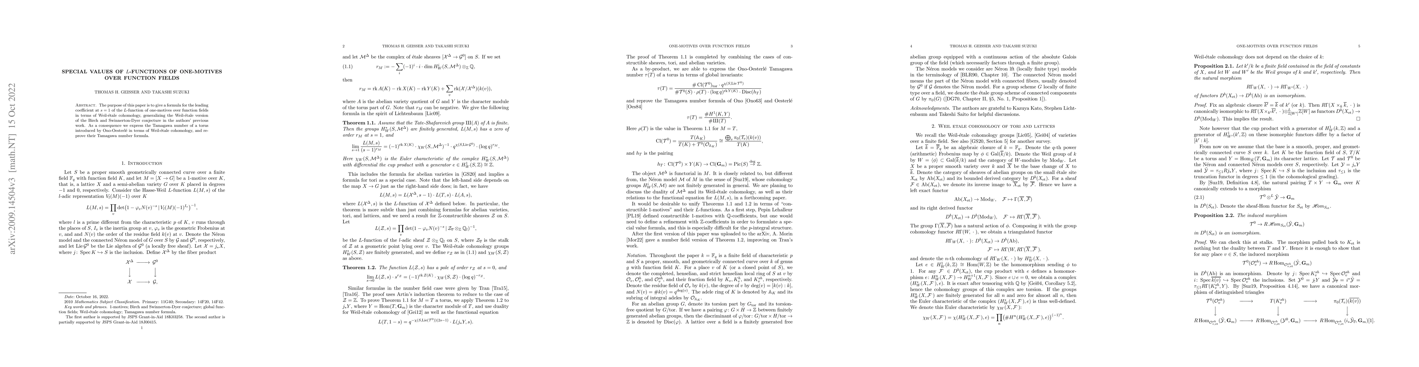 Thumbnail for Special values of L-functions of one-motives over function fields