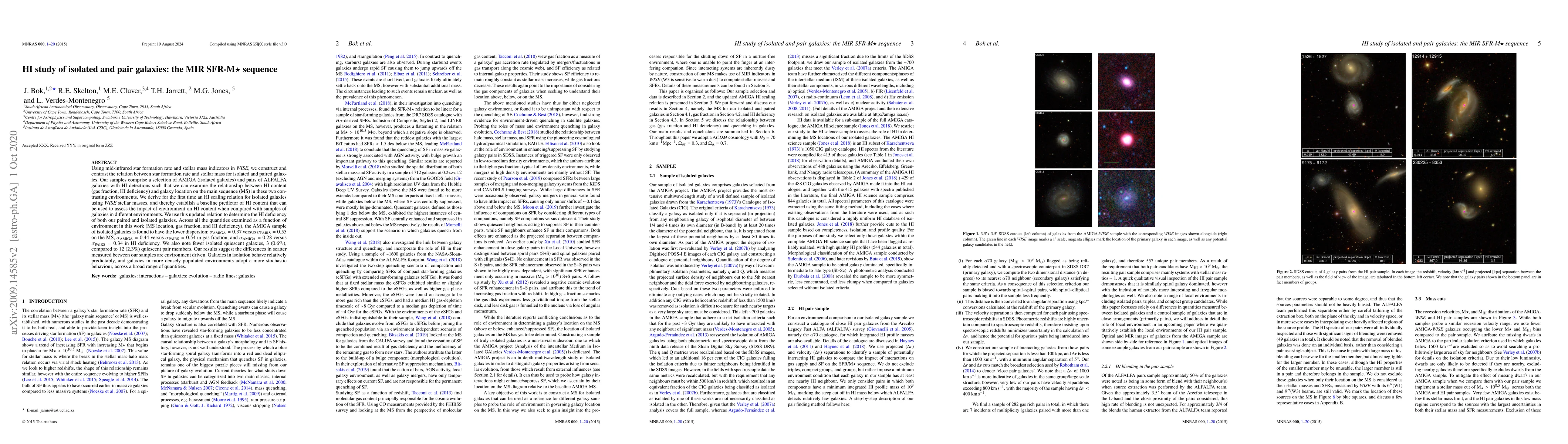 Thumbnail for HI study of isolated and pair galaxies: the MIR SFR-M$\star$ sequence