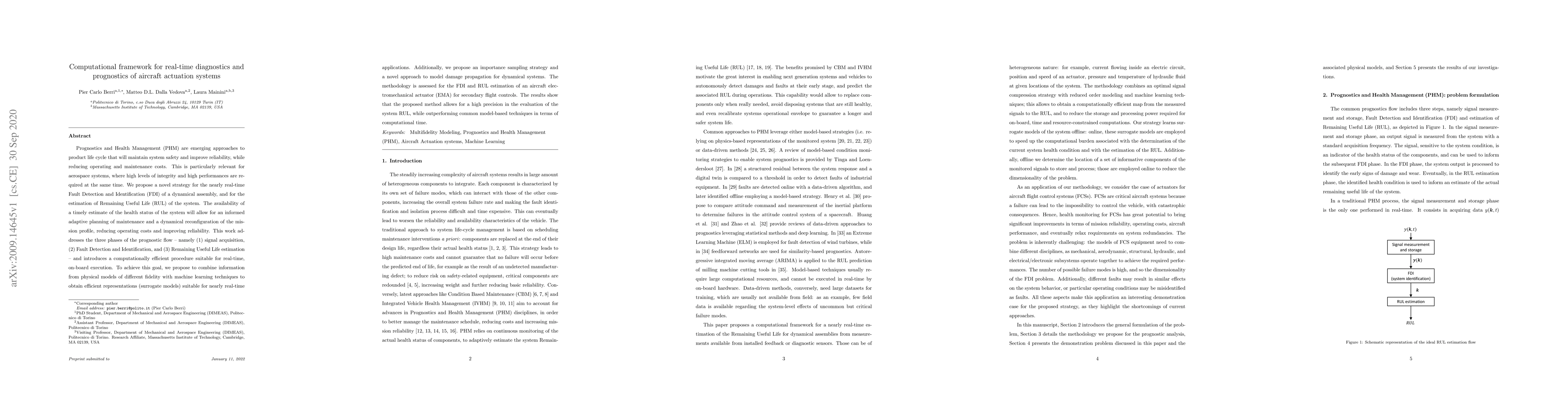 Thumbnail for Computational framework for real-time diagnostics and prognostics of
  aircraft actuation systems