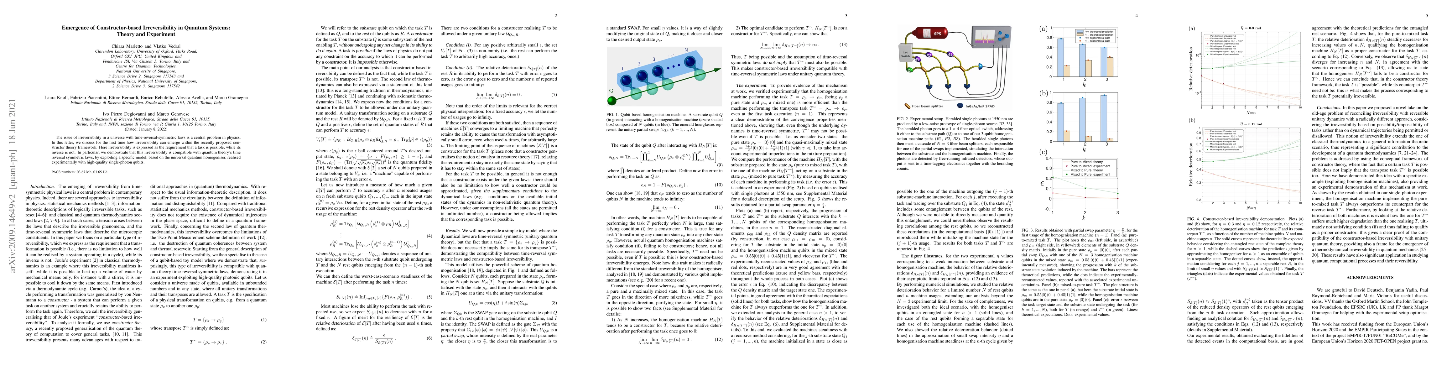Thumbnail for Emergence of Constructor-based Irreversibility in Quantum Systems:
  Theory and Experiment