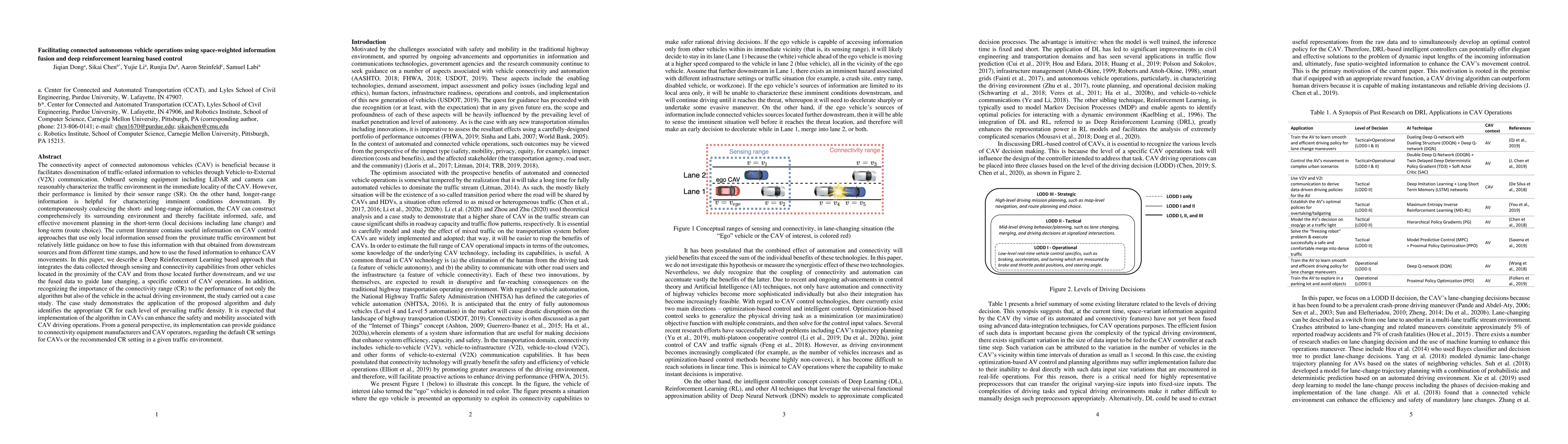 Thumbnail for Facilitating Connected Autonomous Vehicle Operations Using
  Space-weighted Information Fusion and Deep Reinforcement Learning Based
  Control