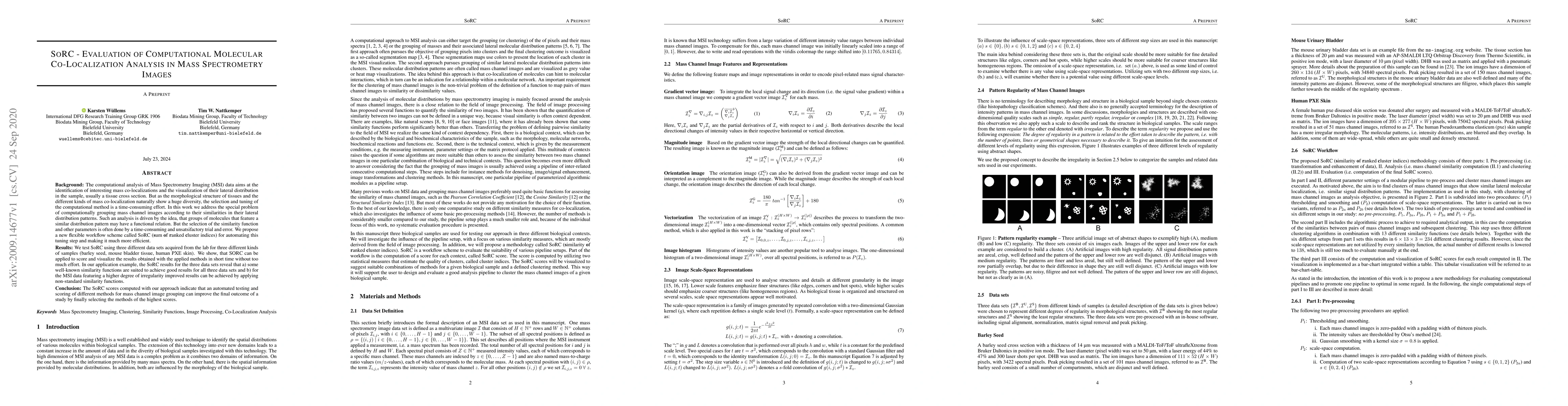 Thumbnail for SoRC -- Evaluation of Computational Molecular Co-Localization Analysis
  in Mass Spectrometry Images