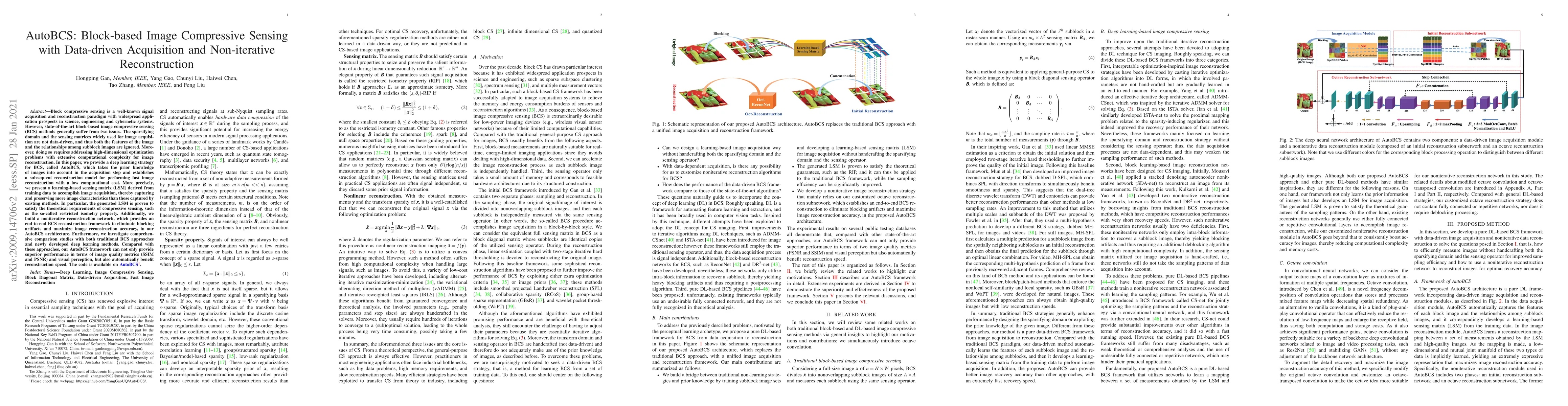 Thumbnail for AutoBCS: Block-based Image Compressive Sensing with Data-driven
  Acquisition and Non-iterative Reconstruction