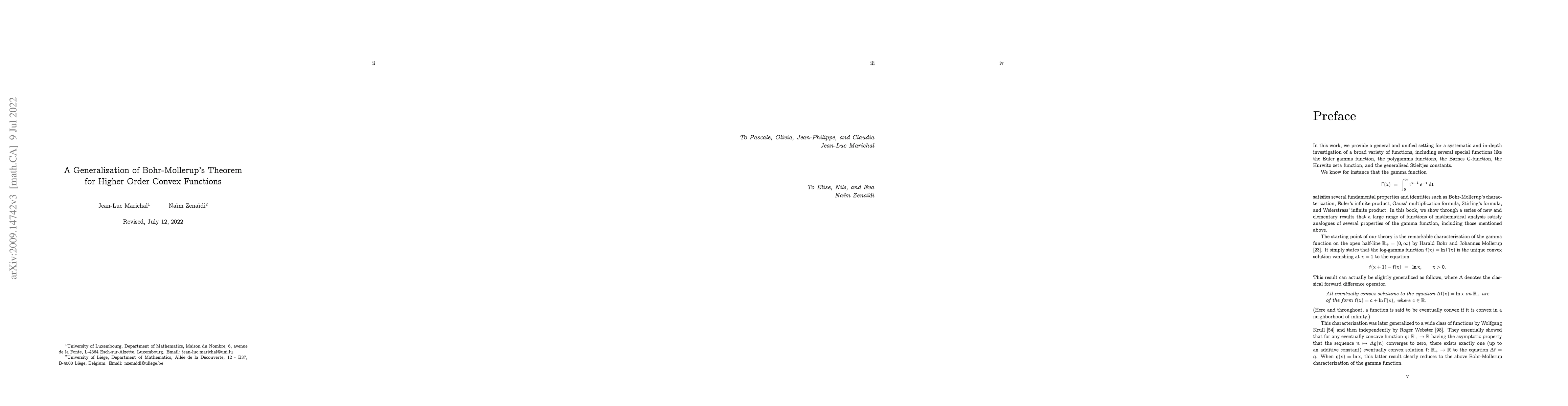 Thumbnail for A Generalization of Bohr-Mollerup's Theorem for Higher Order Convex
  Functions