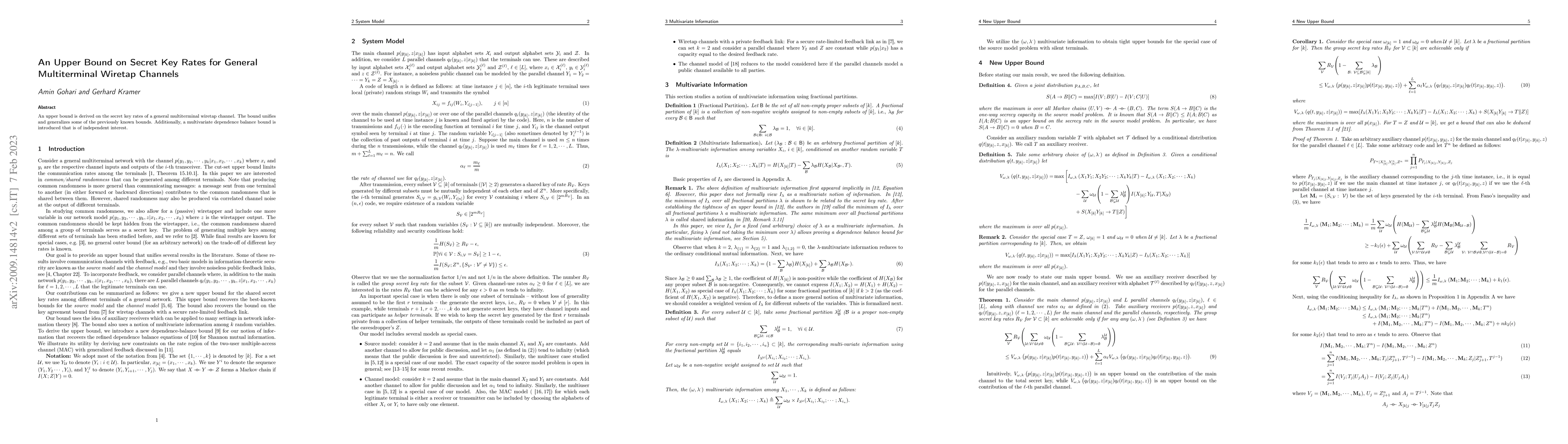 Thumbnail for An Upper Bound on Secret Key Rates for General Multiterminal Wiretap
  Channels