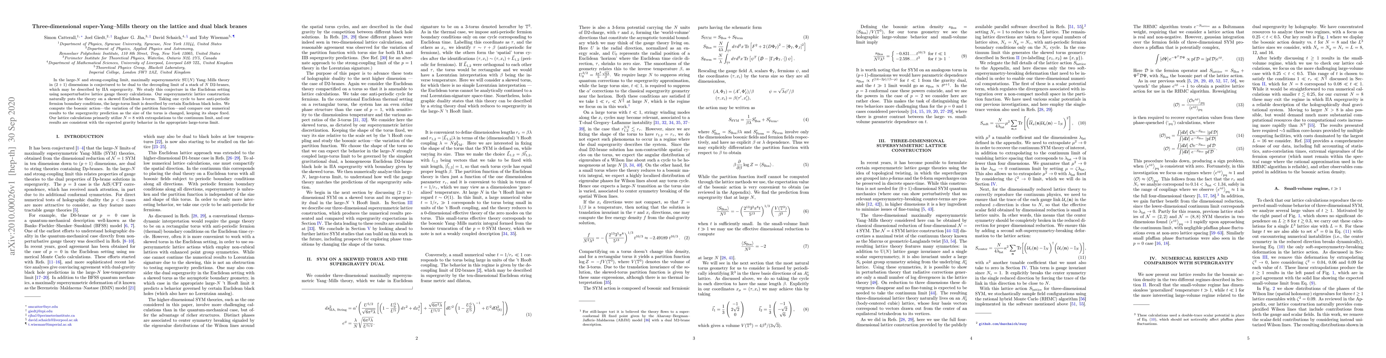 Thumbnail for Three-dimensional super-Yang--Mills theory on the lattice and dual black
  branes