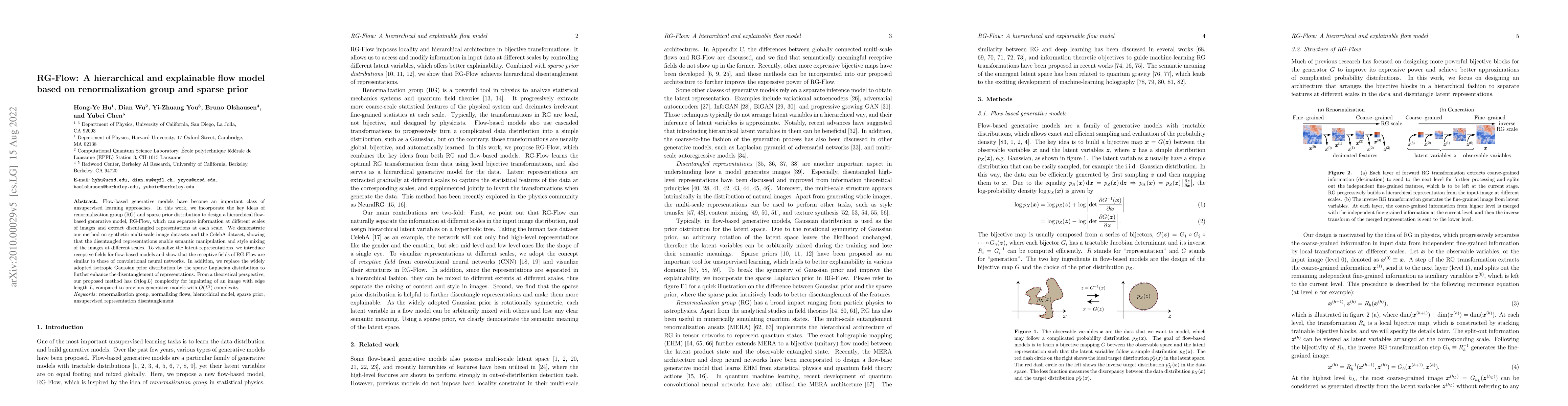 Thumbnail for RG-Flow: A hierarchical and explainable flow model based on
  renormalization group and sparse prior