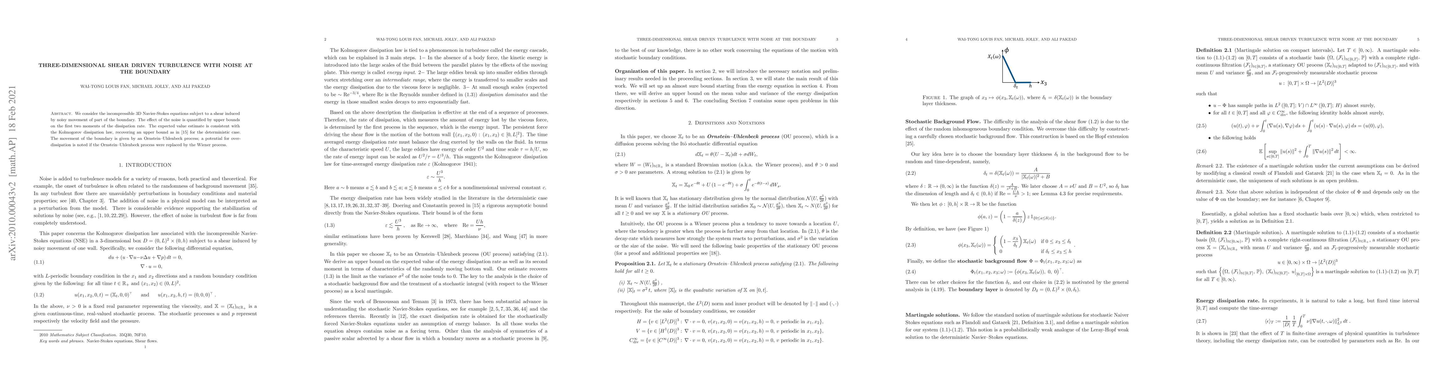 Thumbnail for Three-dimensional shear driven turbulence with noise at the boundary