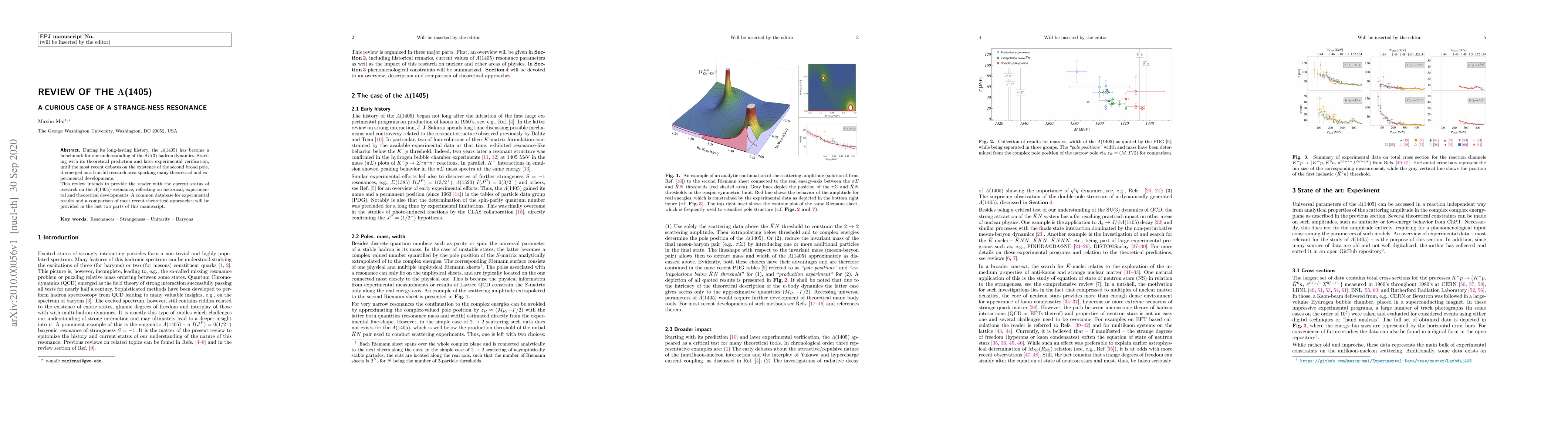 Thumbnail for Review of the ${\mathbf \Lambda}$(1405): A curious case of a
  strange-ness resonance