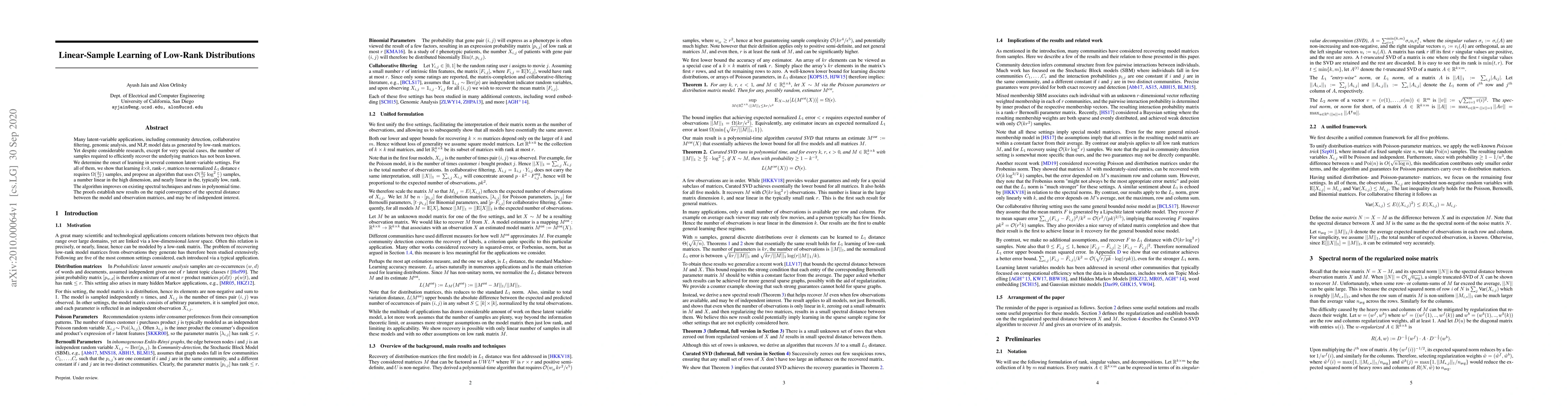 Thumbnail for Linear-Sample Learning of Low-Rank Distributions
