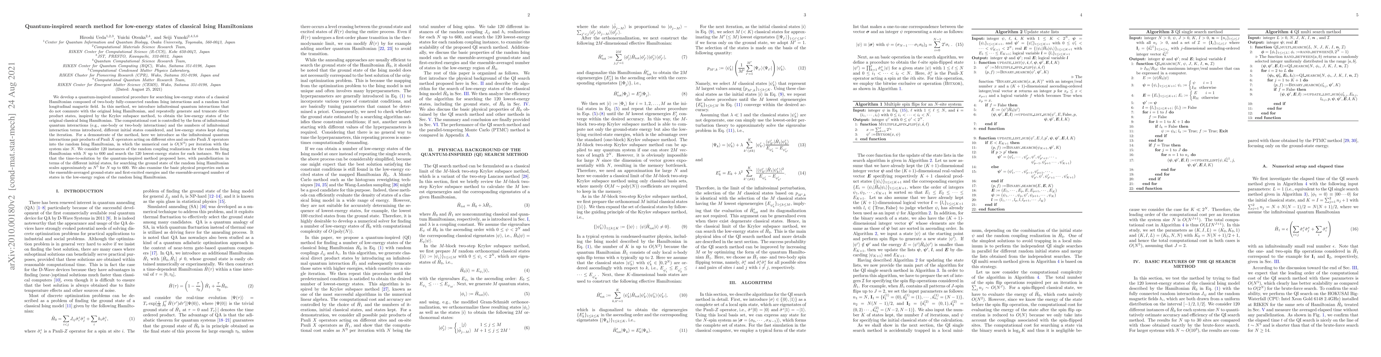Thumbnail for Quantum-inspired search method for low-energy states of classical Ising
  Hamiltonians