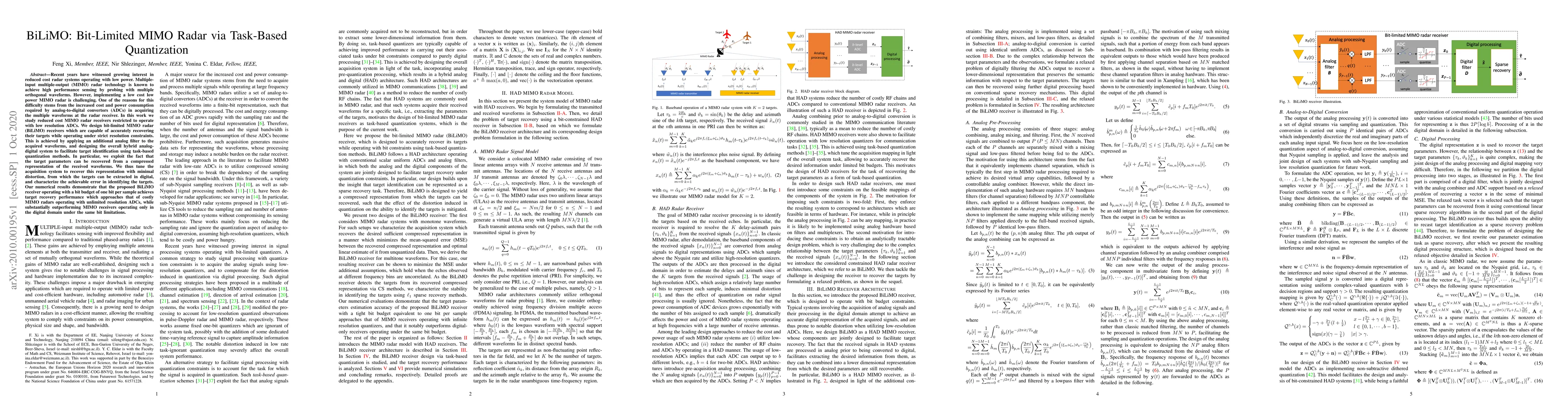 Thumbnail for BiLiMO: Bit-Limited MIMO Radar via Task-Based Quantization