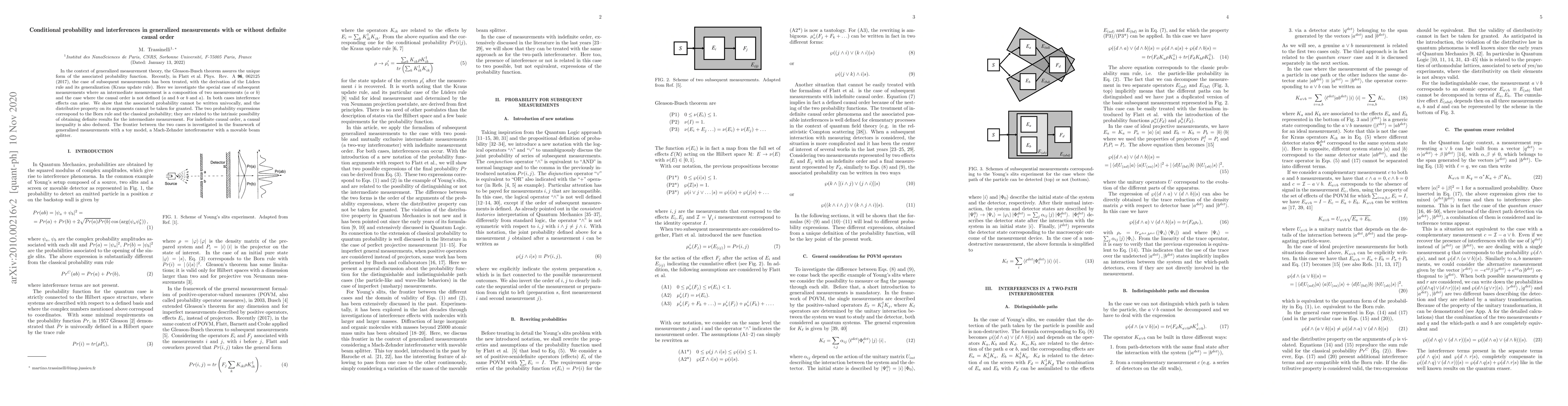 Thumbnail for Conditional probability and interferences in generalized measurements
  with or without definite causal order