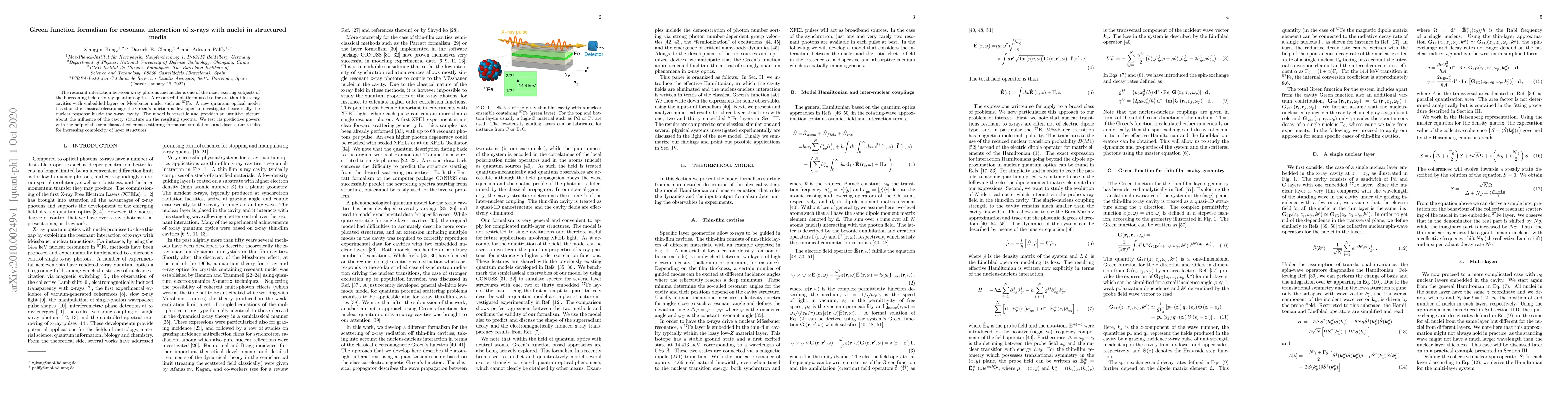 Thumbnail for Green function formalism for resonant interaction of x-rays with nuclei
  in structured media