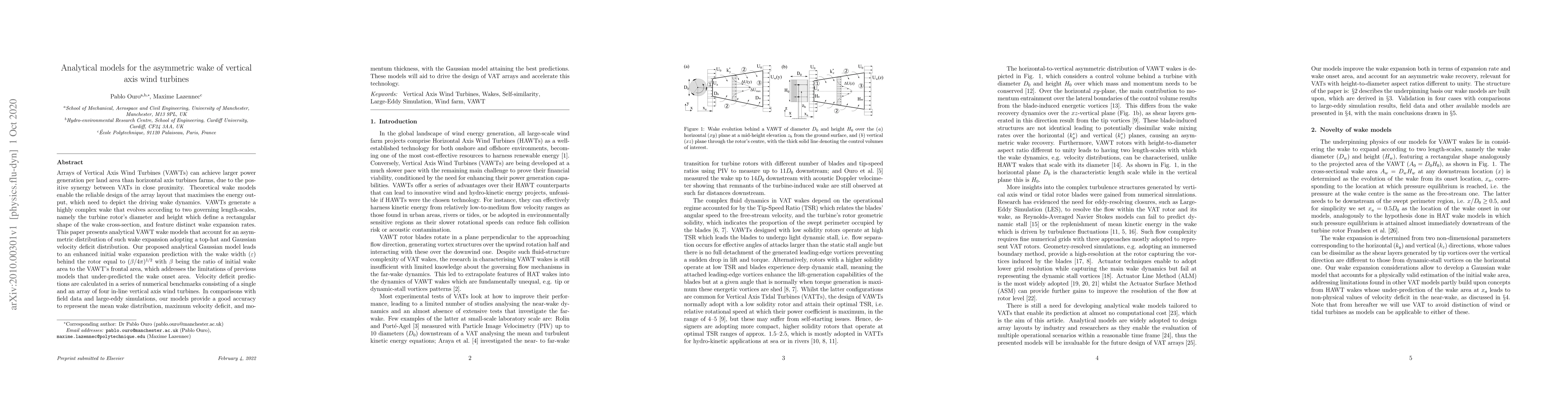 Thumbnail for Analytical models for the asymmetric wake of vertical axis wind turbines
